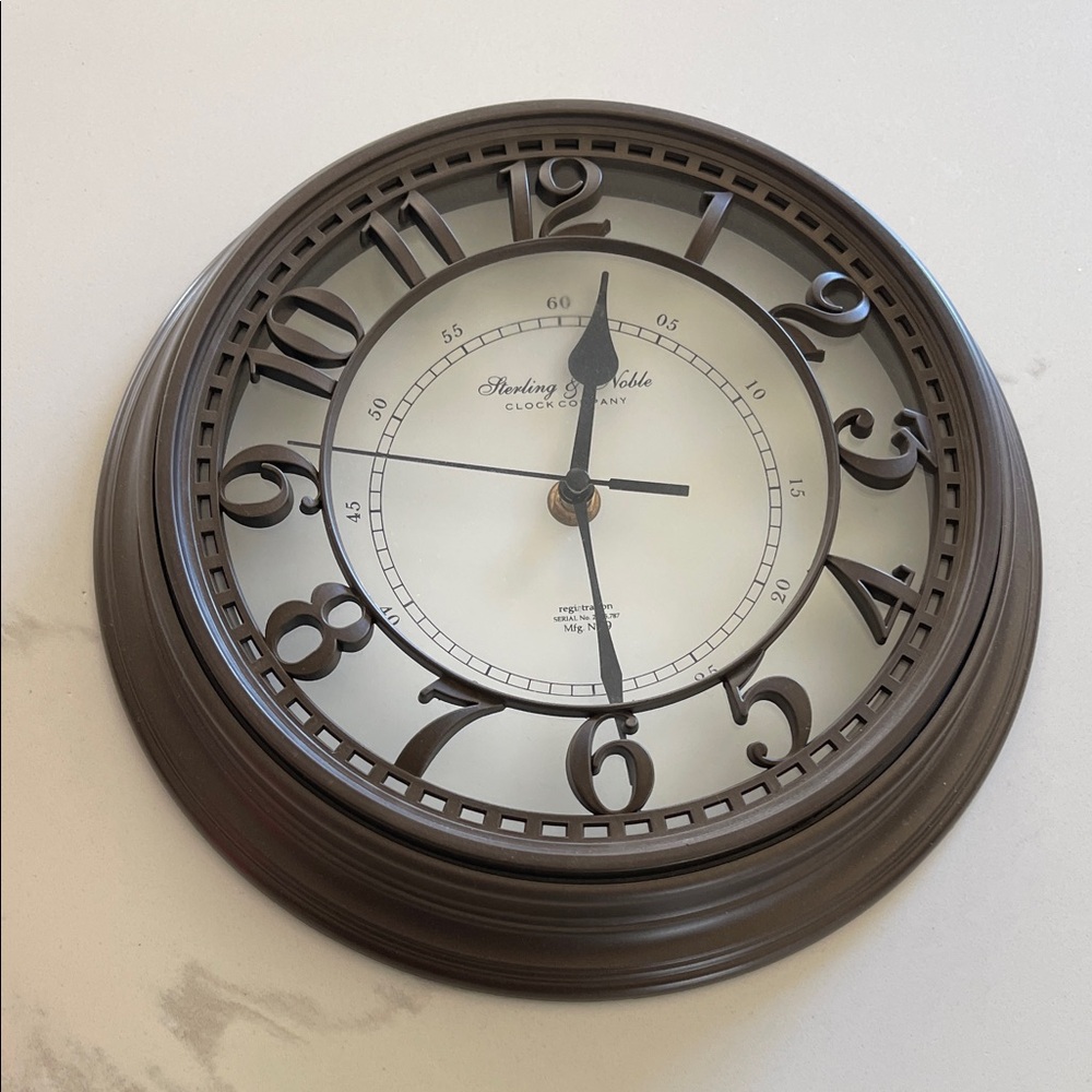 Brown Wall Clock - Elegant Open-Face Design